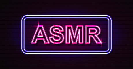 Vector realistic isolated neon sign of ASMR logo for decoration and covering