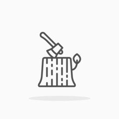 Axe Log icon. Editable Stroke and pixel perfect. Outline style. Vector illustration.