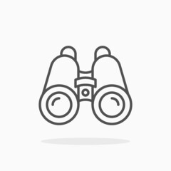 Binocular icon. Editable Stroke and pixel perfect. Outline style. Vector illustration.