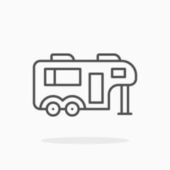 Caravan icon. Editable Stroke and pixel perfect. Outline style. Vector illustration.
