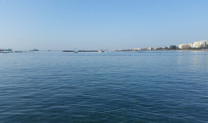 Fototapeta na wymiar The beautiful Akti Olympion Beach Limassol in Cyprus 