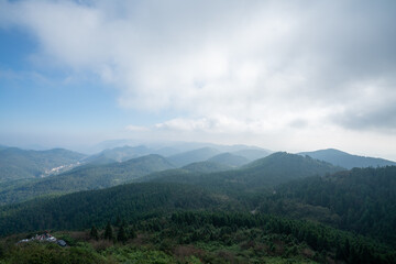 Fototapeta na wymiar Panoramic view on the top of the mountain