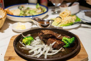 Delicious sirloin steak on the plate