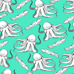 Octopus pattern. Antistress. Coloring book for children and adults. Isolate on white. For wallpaper, textile, design, coloring, print. Stock illustration.  - 461731164