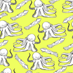 Octopus pattern. Antistress. Coloring book for children and adults. Isolate on white. For wallpaper, textile, design, coloring, print. Stock illustration.  - 461731170