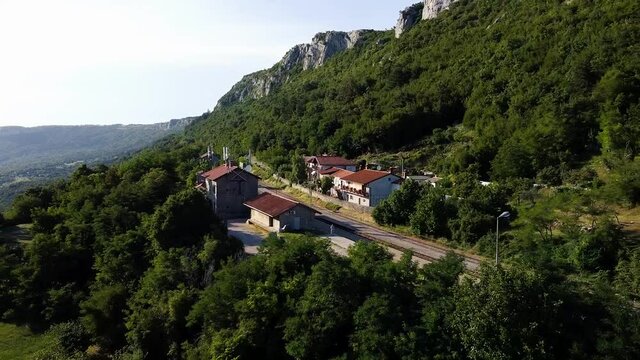 Aerial View of Buzet Train Station in Croatia