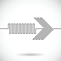 One Line Design . Vector Arrow Background.Abstract Geometrical illustration. Continuous line arrow.