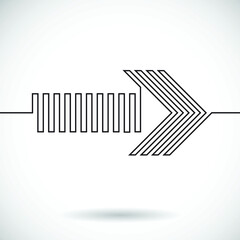 One Line Design . Vector Arrow Background.Abstract Geometrical illustration. Continuous line arrow.
