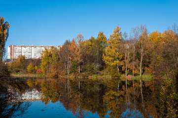 Lower Kamensky Pond in Zelenograd, Moscow, Russia