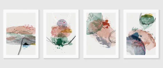 Foto auf Acrylglas Set of abstract art background vector. Watercolor hand painted illustration for wall art, Wall decoration, poster, canvas prints, postcard and cover design.   © TWINS DESIGN STUDIO
