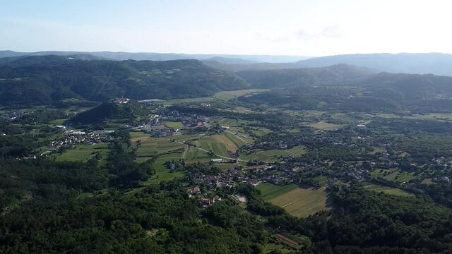 Aerial View of Stari Grad Buzet and surrending area