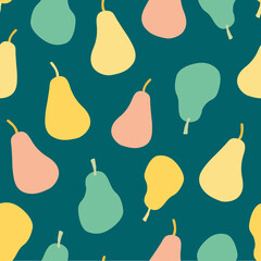 Cute Pastel colours Pears seamless design. Perfect for baby, kids, young children fashion, textiles and accessories. Great for pear related food or drinks packaging.