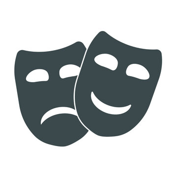 Theater, theater of masks, drama, comedy icon. Professional pixel-aligned glyph style icon. Vector on white background