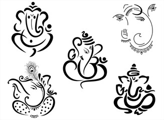 Ganesha, Aum, Hindu wedding card, Diwali, India	 - obrazy, fototapety, plakaty