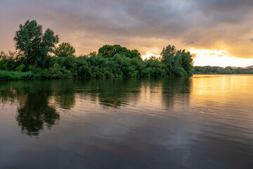 Obraz na płótnie Canvas Lake Mittlerer See at sunset in Germany