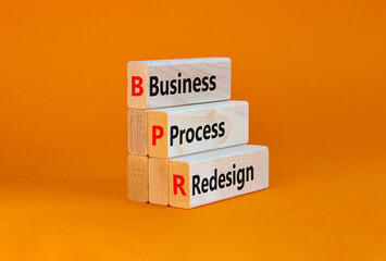 BPR business process redesign symbol. Concept words BPR business process redesign on blocks on a...