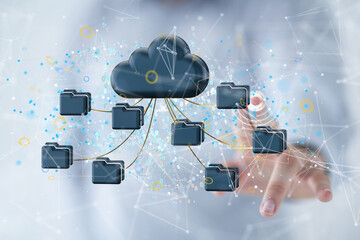 Internet infrastructure concept. Abstract technology background. 3D rendering.