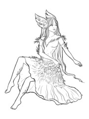 Swan lake princess. Fairytale character design. Vector illustration