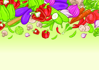 Vegetables background with text space