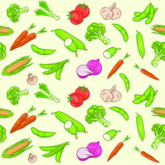 Seamless pattern with fresh vegetables