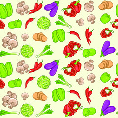 Seamless pattern with fresh vegetables
