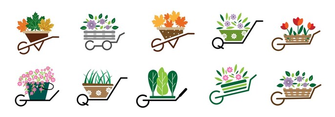 garden gardener gardening logo for website and company set