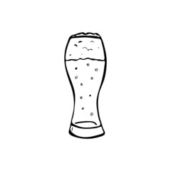 Doodle image of a glass with beer. Hand drawn element for web design, stationery, poster, flyer, logo