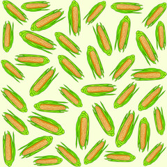 Corn hand drawn vector seamless pattern