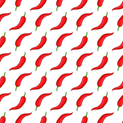 Red chili hand drawn vector seamless pattern