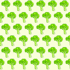 Broccoli hand drawn vector seamless pattern