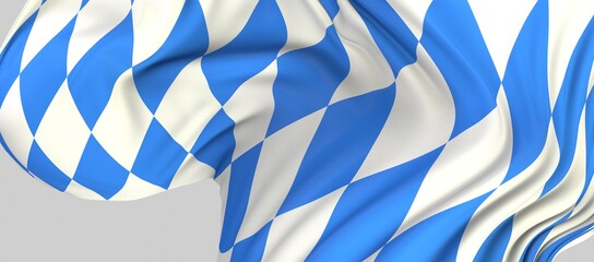 bavaria flag germany  blue and white 3d