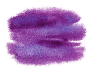 Watercolor abstract colorful vibrant background. Paintbrush blob on a white background. Purple violet wet backdrop