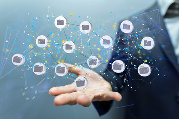 data Internet infrastructure concept. Abstract technology background. 3D rendering.