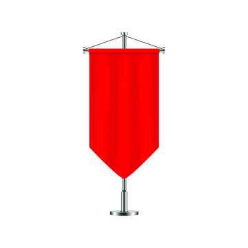 Red Vertical Banner Flag Isolated On A White Background