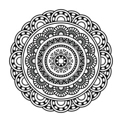 Isolated mandala in vector. Round line pattern. Vintage monochrome decorative element for design