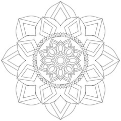 Leaf Flower Petal Coloring Mandala Art Simple Graphic Shape Vector Floral Oriental Outline Vintage Decorative Elements Pattern Illustration Islam Arabic Indian Turkish Mystic Religion Morals Lotus
