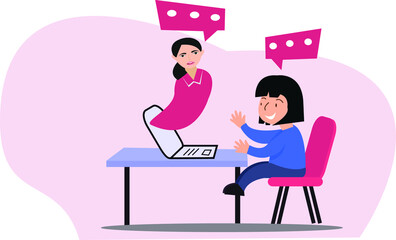 2d illustration online class concept
