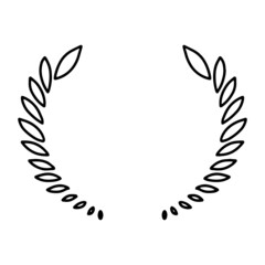 Laurel wreath. Vector hand drawn laurel wreath isolated on white background. Doodle style. Outline floral frame.