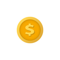 Coins clipart on white background. Coin flat icon.