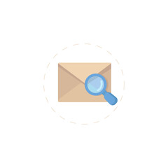 mail search clipart on white background. mail search flat icon.