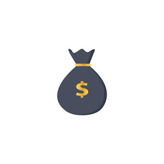 Money pouch clipart on white background. Money pouch flat icon.