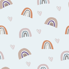 Vector seamless pattern with rainbows.