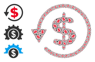 Itself fractal collage dollar refund. Vector dollar refund collage is made of random fractal dollar refund pictograms. Abstract illustration.