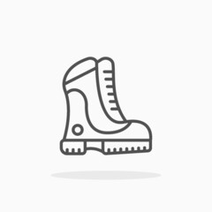 Hiking Boot icon. Editable Stroke and pixel perfect. Outline style. Vector illustration.