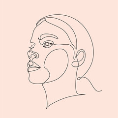 Woman line art portrait.  Woman Line Drawing. Surreal Minimalist Art. Beauty Salon logotype. Beauty Face minimal illustration