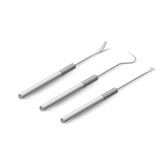 Dentist Instruments and Tools Laid out Against White Background. A Set of Isometric Medical Equipment for Teeth Dental Care. Dental Hygiene and Healthcare Concept