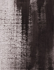 Black, brown acrylic textured painted on white canvas abstract background. Handmade, organic, original with high resolution with scan file technique.