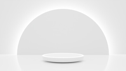 3d geometric shape form rendering in minimal scene podium showcase, shop front, display mockup case and stage for cosmetic premium product presentation placement with empty blank space.