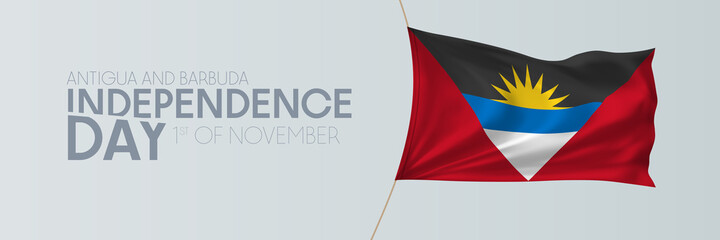 Antigua and Barbuda independence day vector banner, greeting card