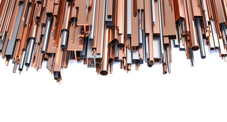 metal profiles in iron and copper - obrazy, fototapety, plakaty